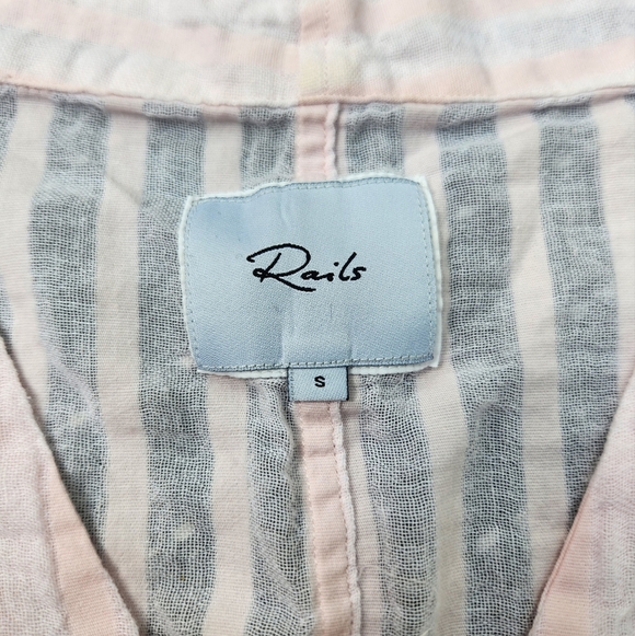 Rails Thea Button Front Blouse Blush Shadow Stripe Pink Size Small - Picture 3 of 7